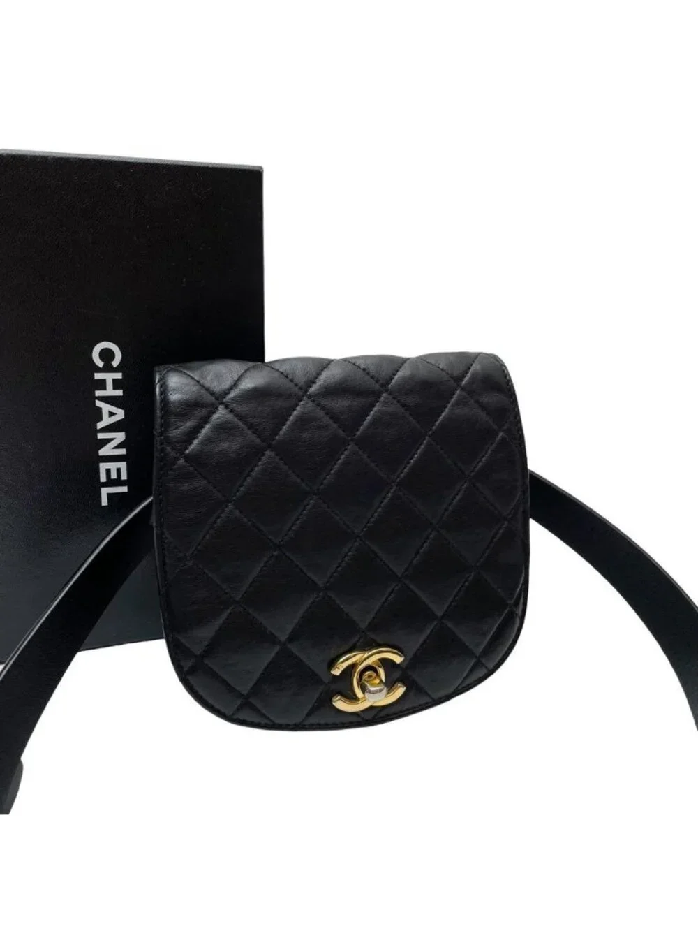 Chanel Quilted Lambskin CC Logo Waist Belt